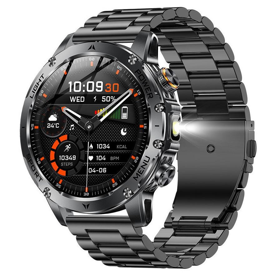 UWatch Smart Power Ultra Steel, смартгодинник 1.7″ зі сталевим корпусом і 2 ремінцями