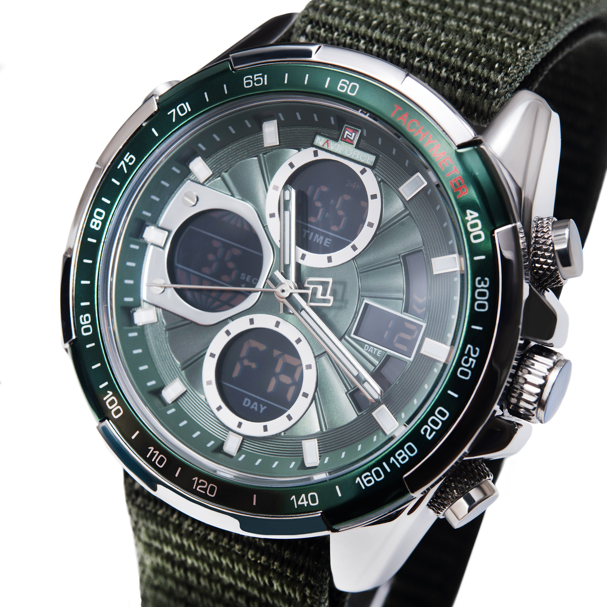 Чоловічий годинник Naviforce Fly Army Hook Green 2130 з механізмом Seiko і 2 ремінцями — фото 1