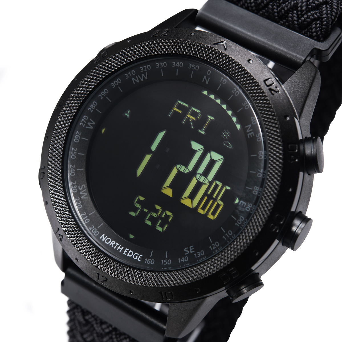 Чоловічий тактичний годинник North Edge Desert Nylon Power 5 атм з компасом — фото 1