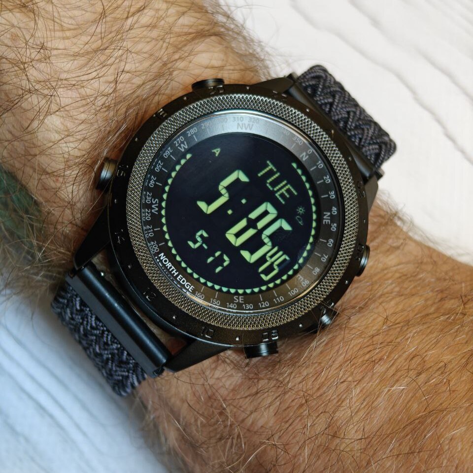 Чоловічий тактичний годинник North Edge Desert Nylon Power 5 атм з компасом — фото 6