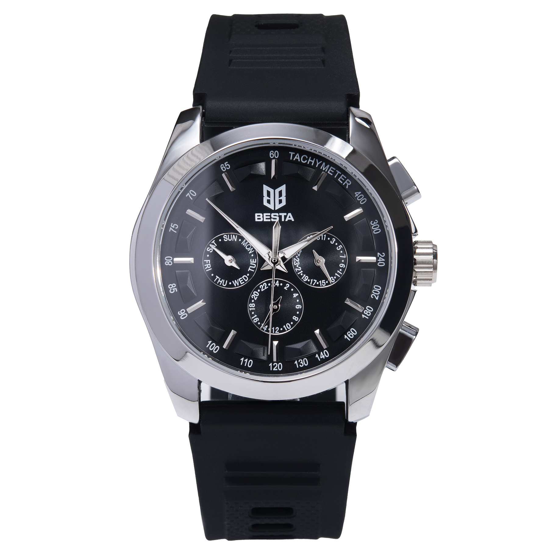 Чоловічий годинник Besta Walker Elastic Black 2132 з автозаводом і 2 ремінцями — фото 2