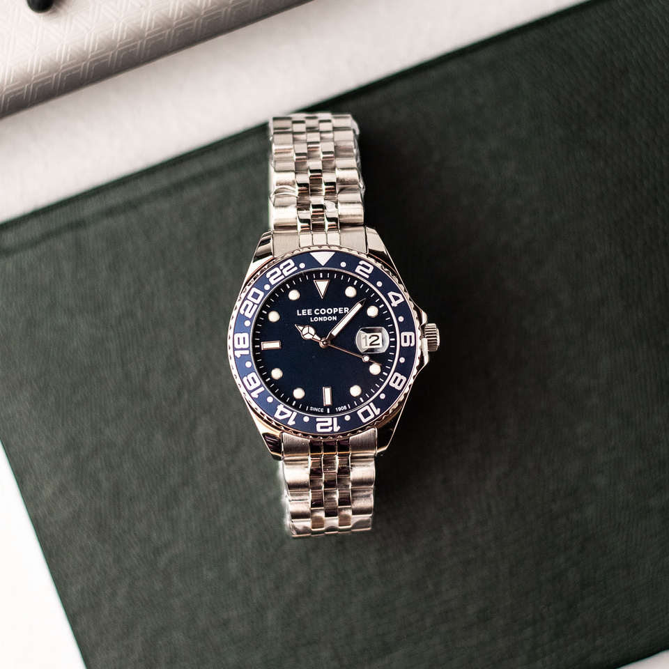 Чоловічий годинник Lee Cooper Daytona Blue 1967 зі сталевим браслетом — фото 4