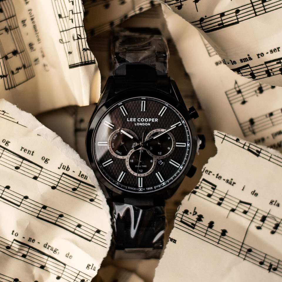 Чоловічий годинник Lee Cooper England Black 1985, чорний, кварцовий, 44 мм — фото 5