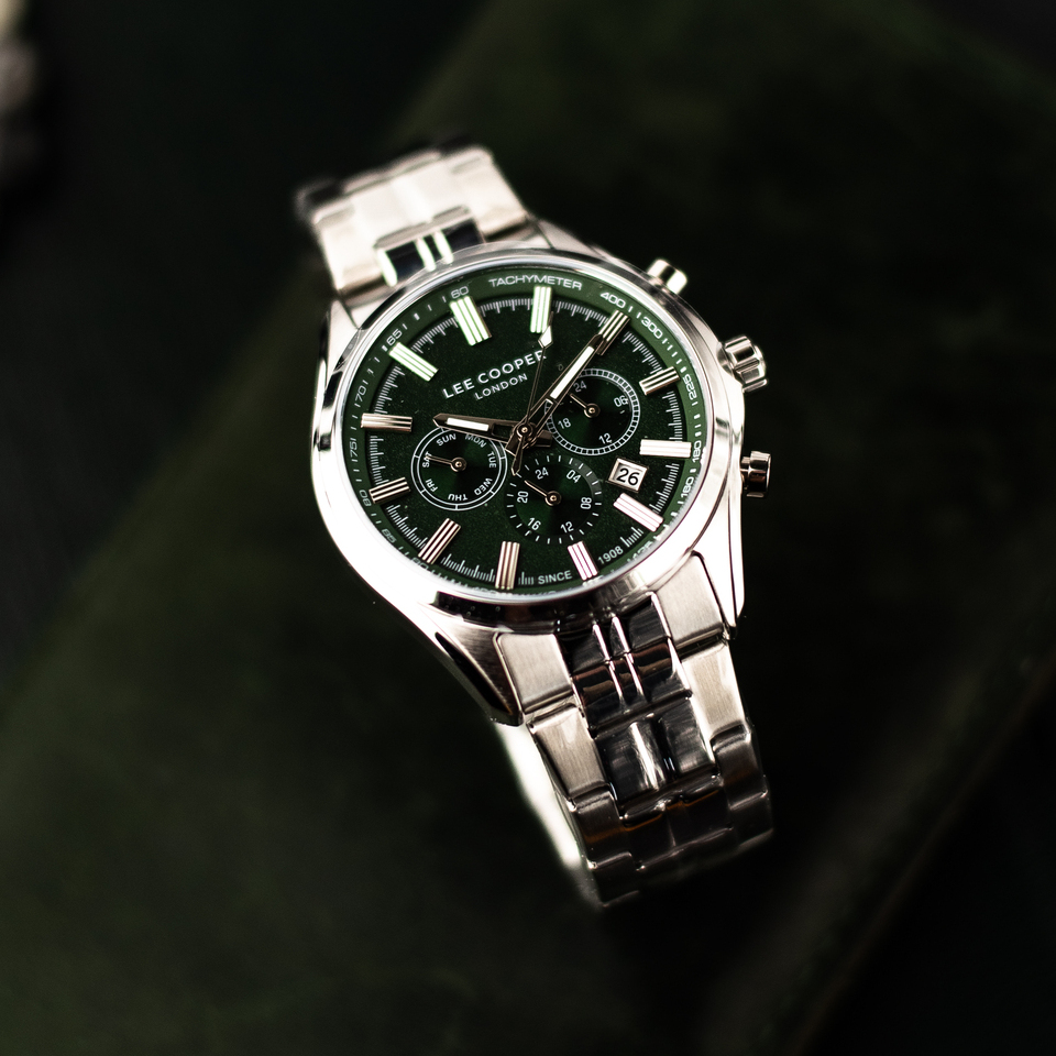 Чоловічий годинник Lee Cooper Fenix Green 1982 зі сталевим браслетом, 44 мм — фото 4