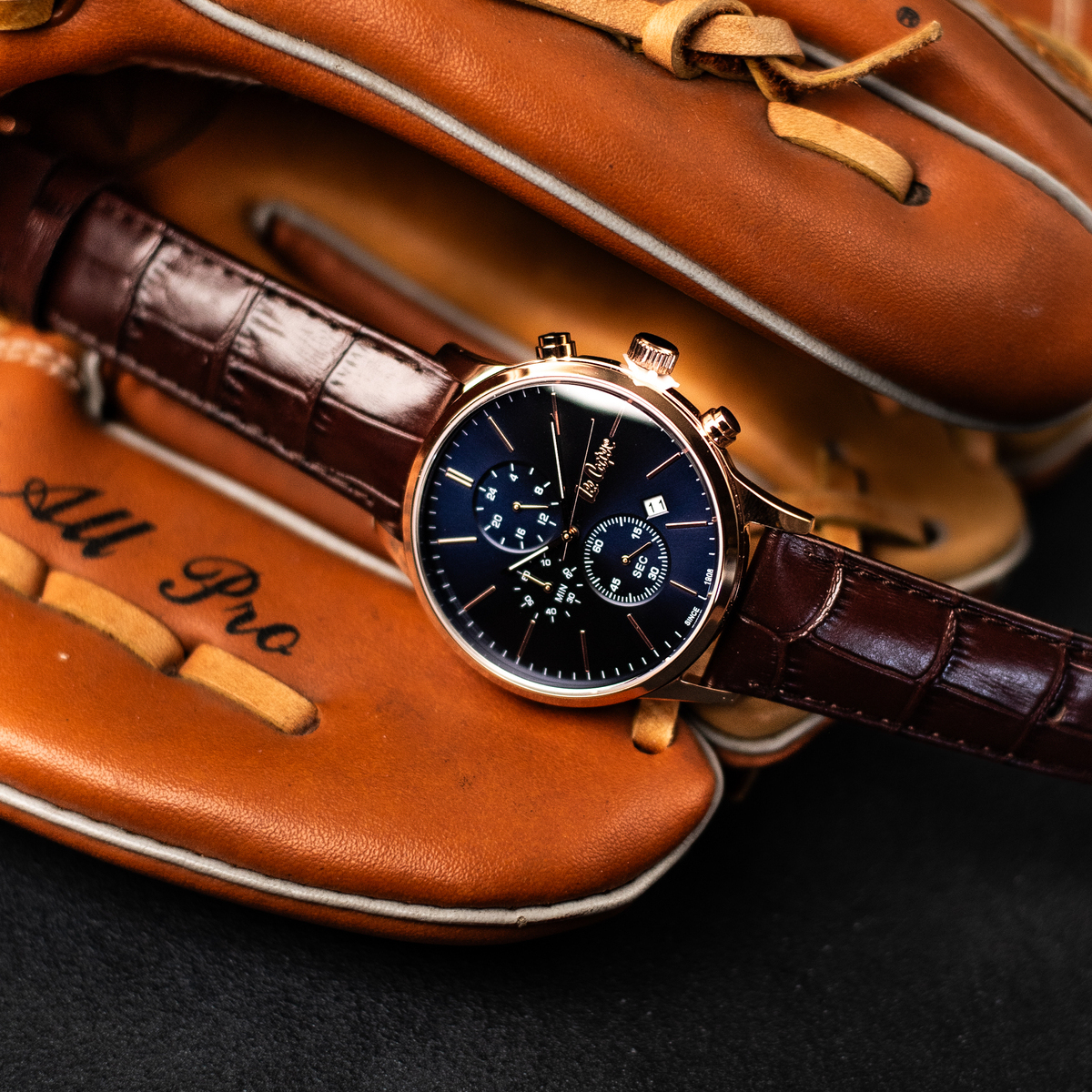 Чоловічий годинник Lee Cooper Leather Gold із синім циферблатом і шкіряним ремінцем — фото 5
