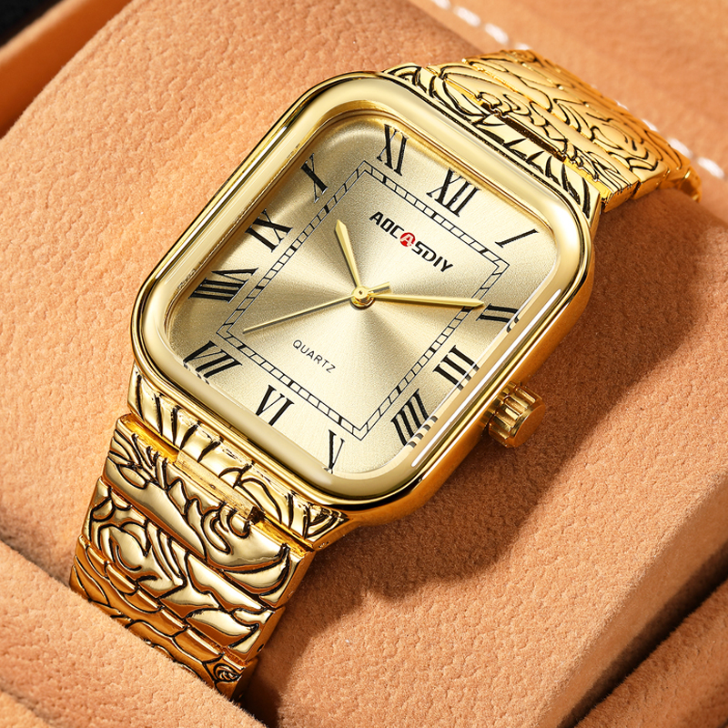 Чоловічий годинник Aocasdiy Vintage 1992, кварцовий, золотистий, 40 мм — фото 2