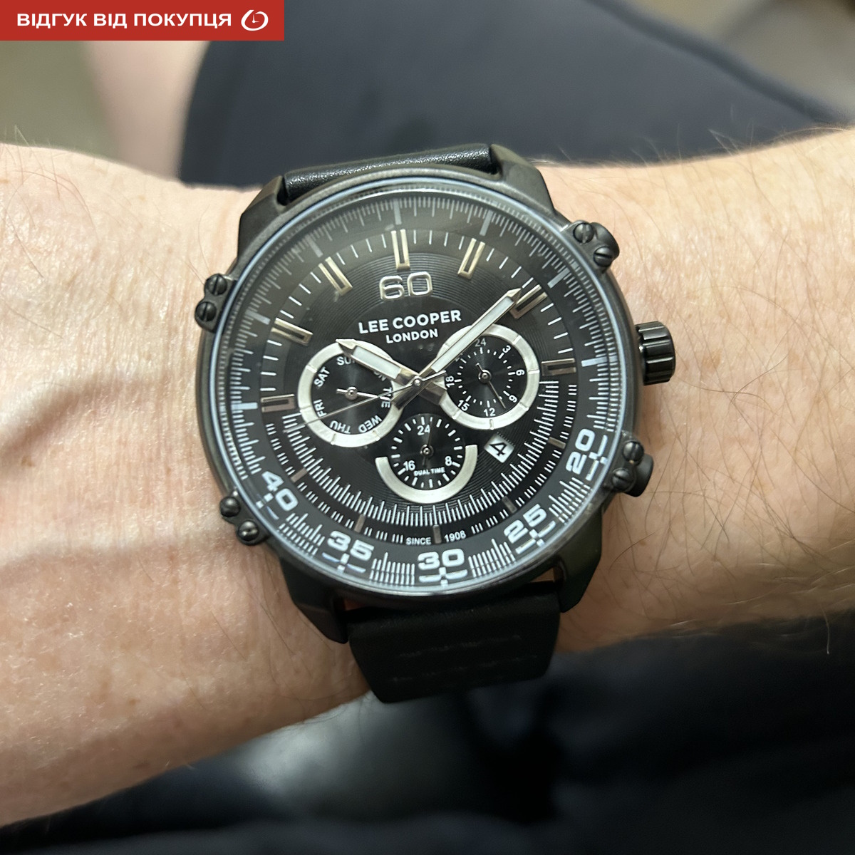 Чоловічий годинник Lee Cooper Wolf 1847 з чорним циферблатом і механізмом Miyota — фото 9
