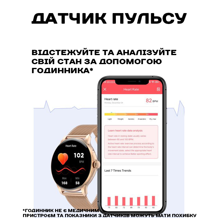 Жіночий смартгодинник UWatch Smart Holiday Gold Steel 46 мм з Amoled-дисплеєм і 2 ремінцями — фото 4