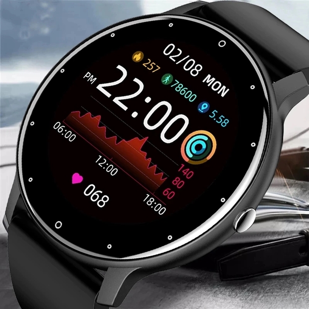 Смарт-годинник UWatch Smart Classic Black 1.28″ з чорним каучуковим ремінцем — фото 2