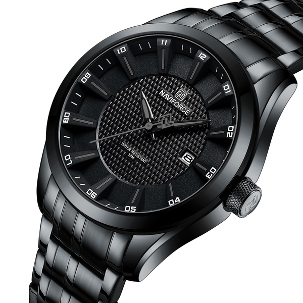 Чоловічий годинник Naviforce Perfect 1578 з чорним сталевим браслетом — фото 1