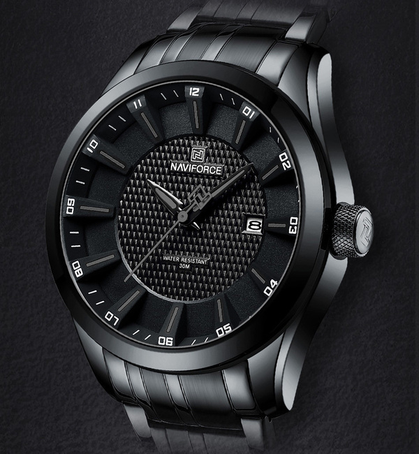 Чоловічий годинник Naviforce Perfect 1578 з чорним сталевим браслетом — фото 3