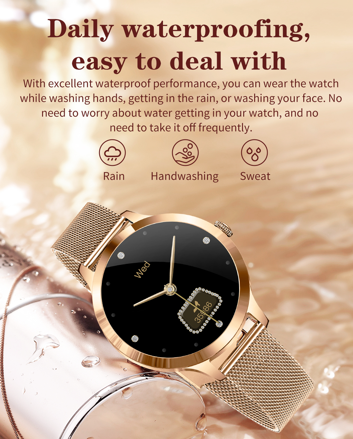 Смартгодинник UWatch Smart Vip Lady Butterfly Gold зі сталевим браслетом — фото 8