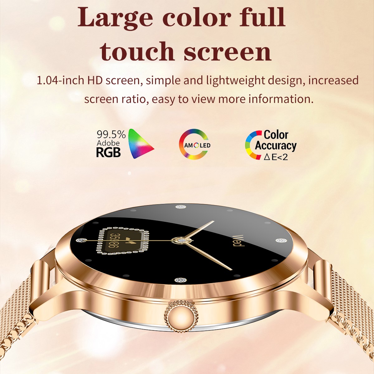 Смартгодинник UWatch Smart Vip Lady Butterfly Gold зі сталевим браслетом — фото 3