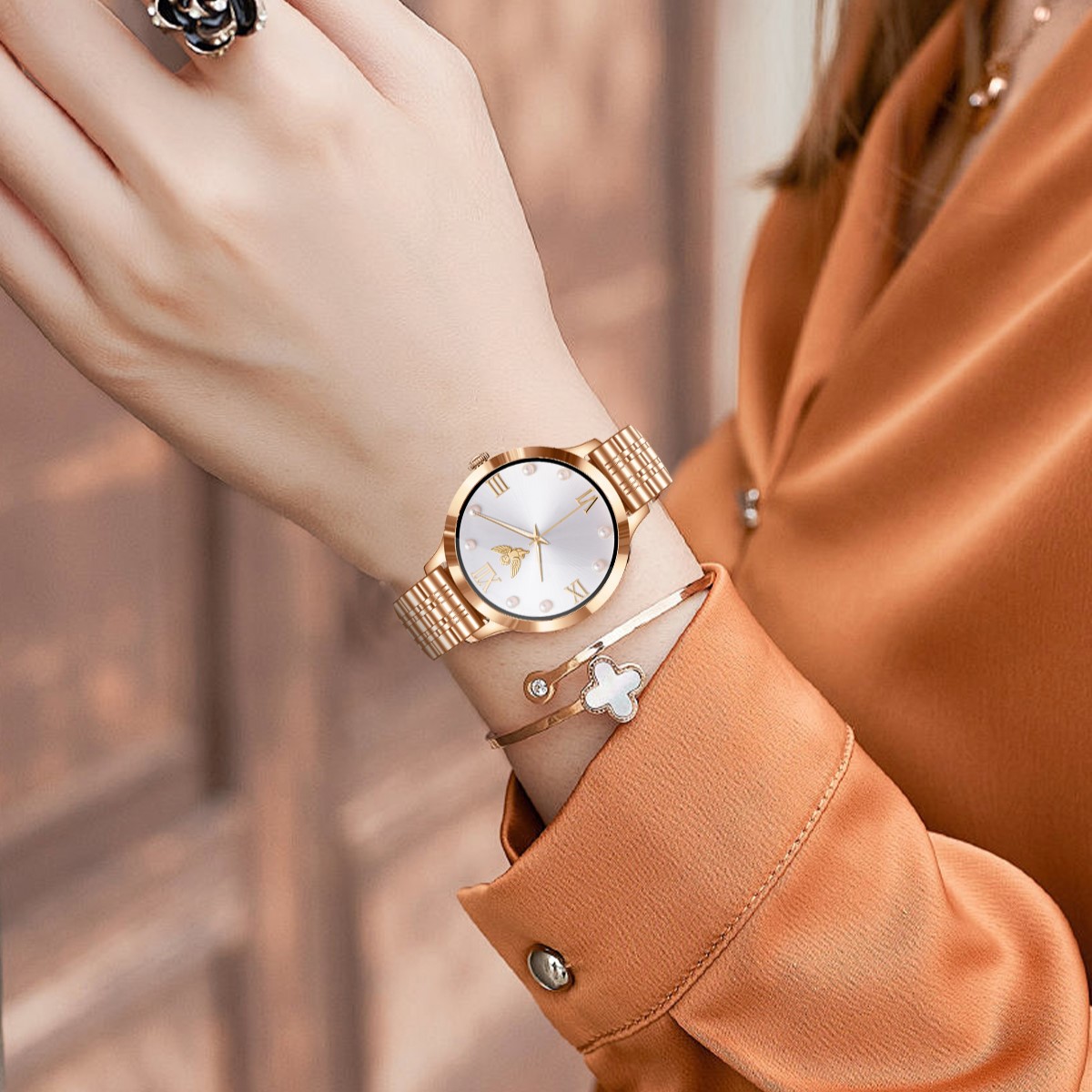 Смартгодинник UWatch Smart Vip Lady Butterfly Gold зі сталевим браслетом — фото 5
