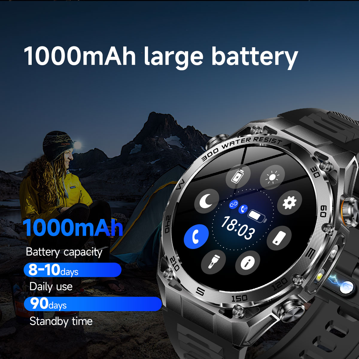 Смартгодинник UWatch Smart Flash Rubber Silver 1.53″, Bluetooth-дзвінки, 2 ремінці — фото 6