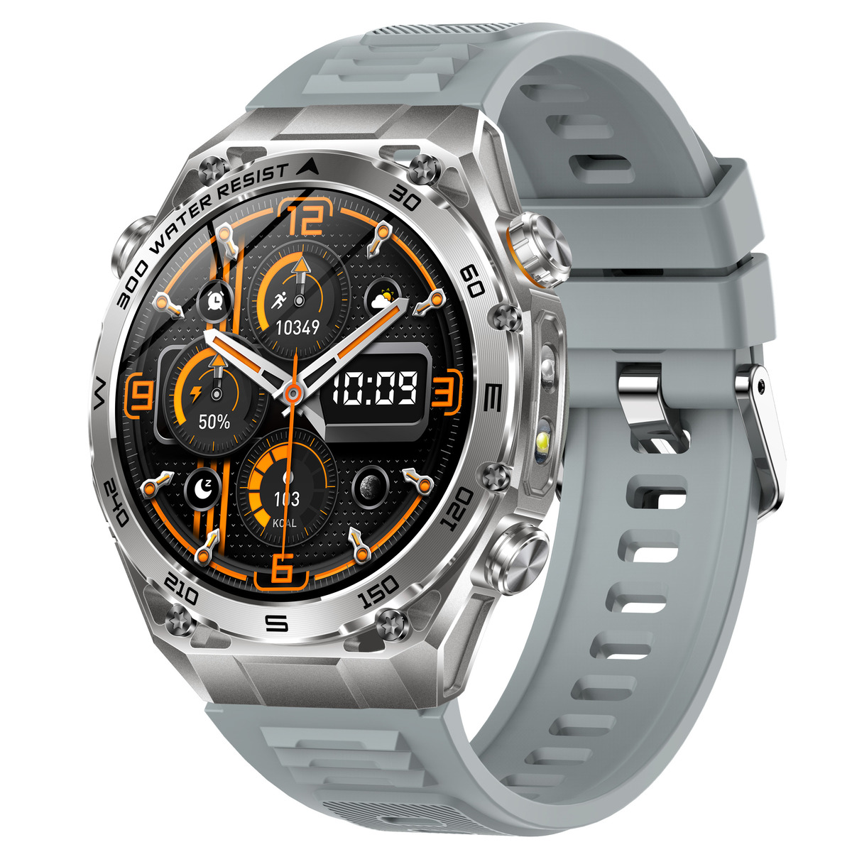 Смартгодинник UWatch Smart Flash Rubber Silver 1.53″, Bluetooth-дзвінки, 2 ремінці — фото 1