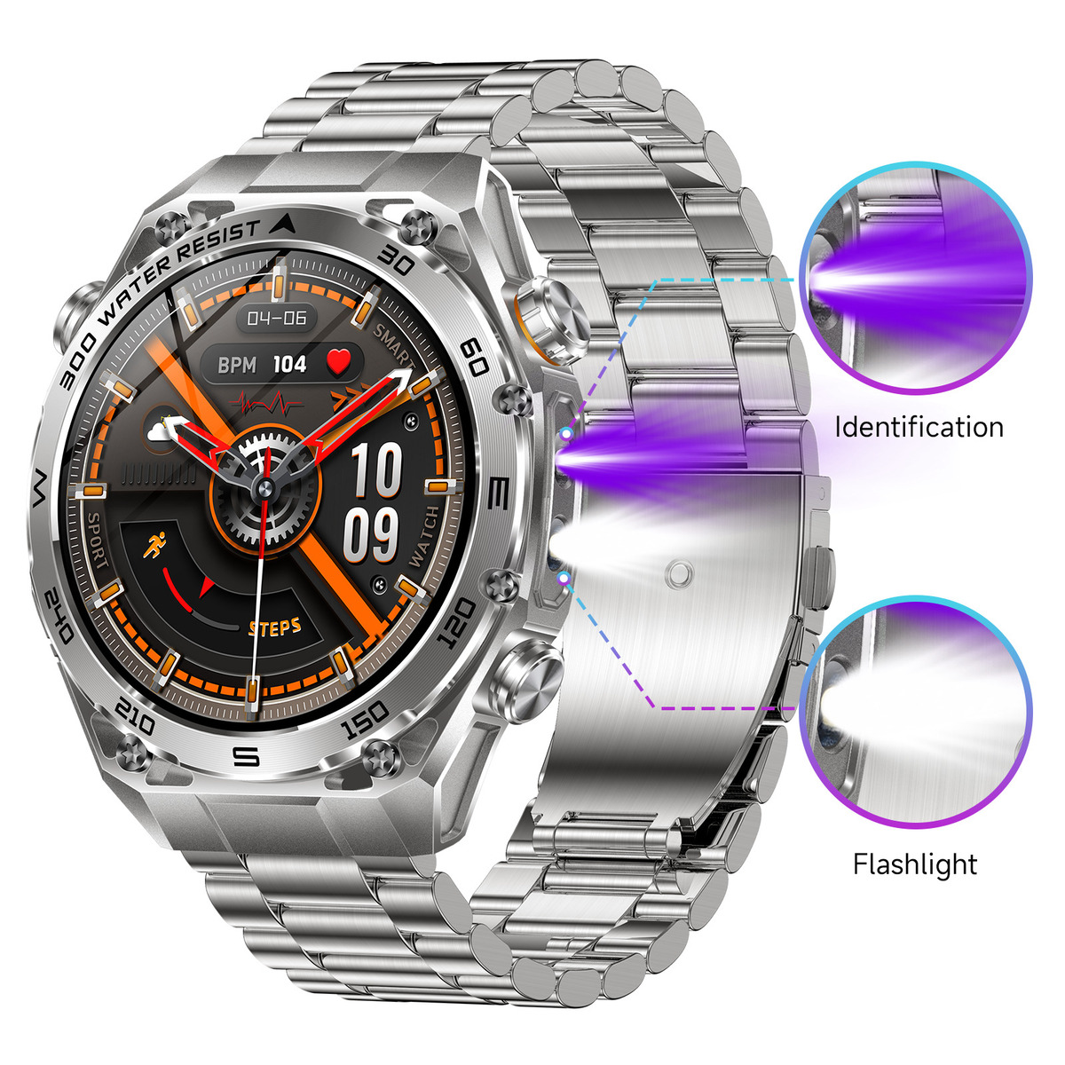 Смартгодинник UWatch Smart Flash Rubber Silver 1.53″, Bluetooth-дзвінки, 2 ремінці — фото 2