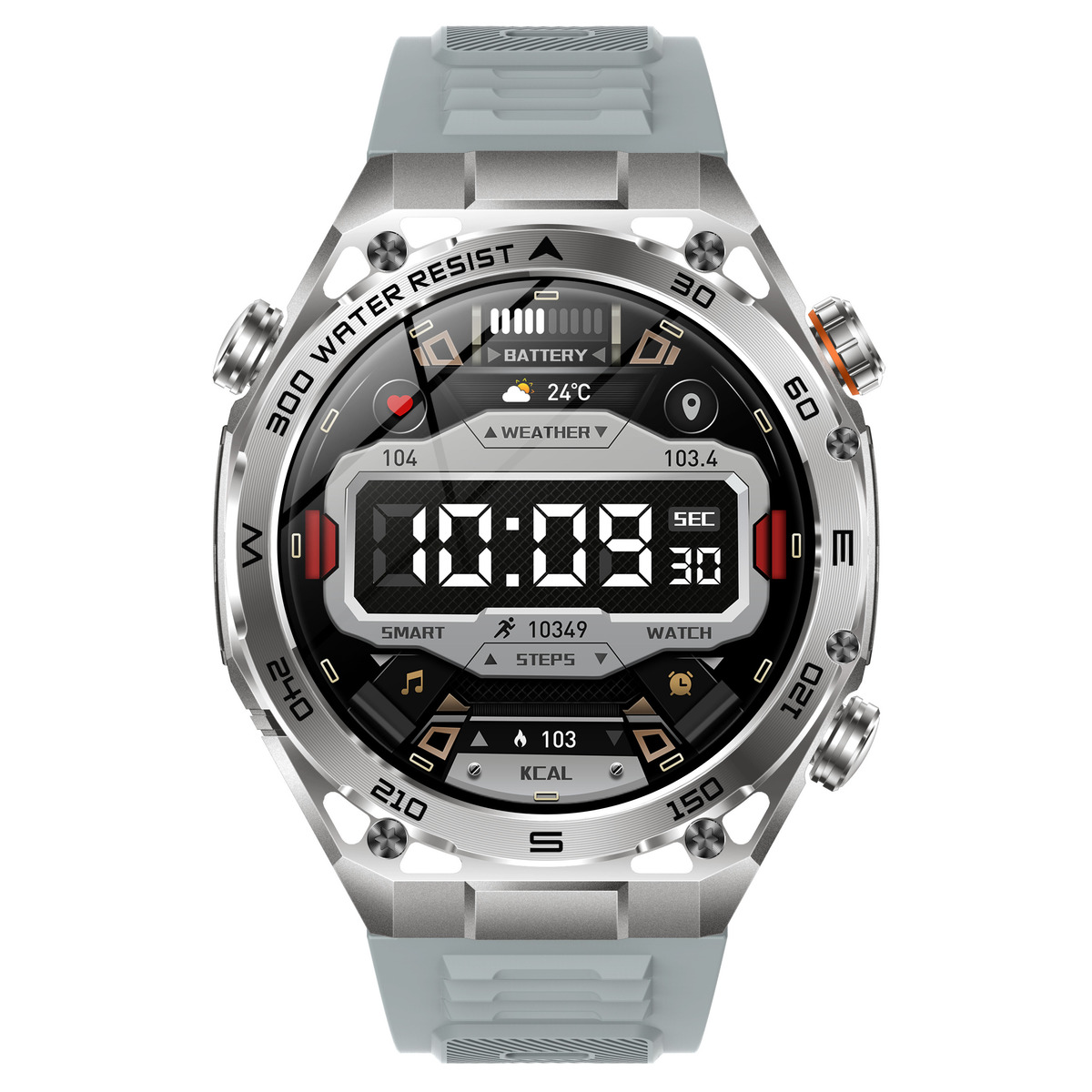 Смартгодинник UWatch Smart Flash Rubber Silver 1.53″, Bluetooth-дзвінки, 2 ремінці — фото 3