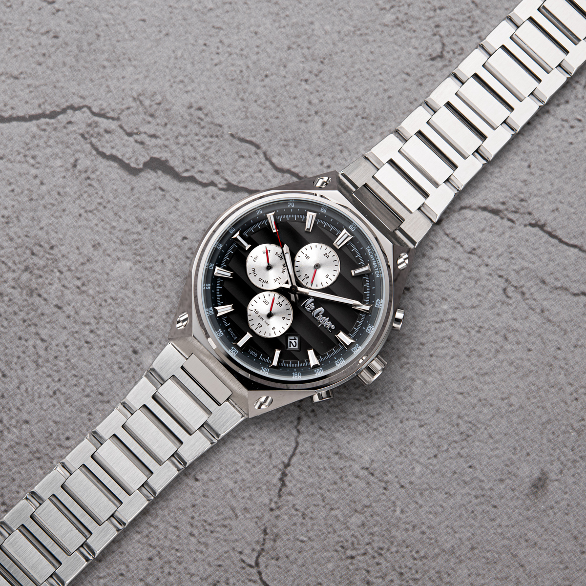 Чоловічий годинник Lee Cooper Ice Silver 1837 з чорним циферблатом — фото 3