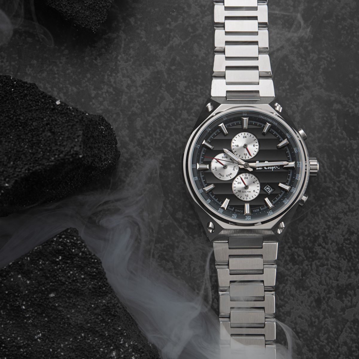 Чоловічий годинник Lee Cooper Ice Silver 1837 з чорним циферблатом — фото 4