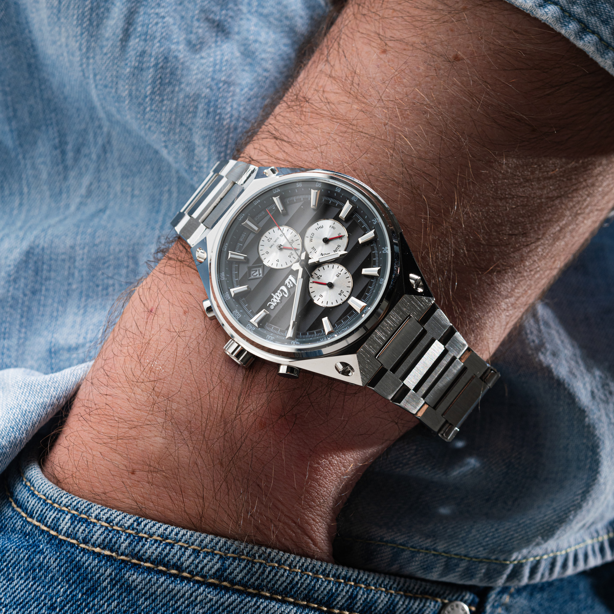 Чоловічий годинник Lee Cooper Ice Silver 1837 з чорним циферблатом — фото 6