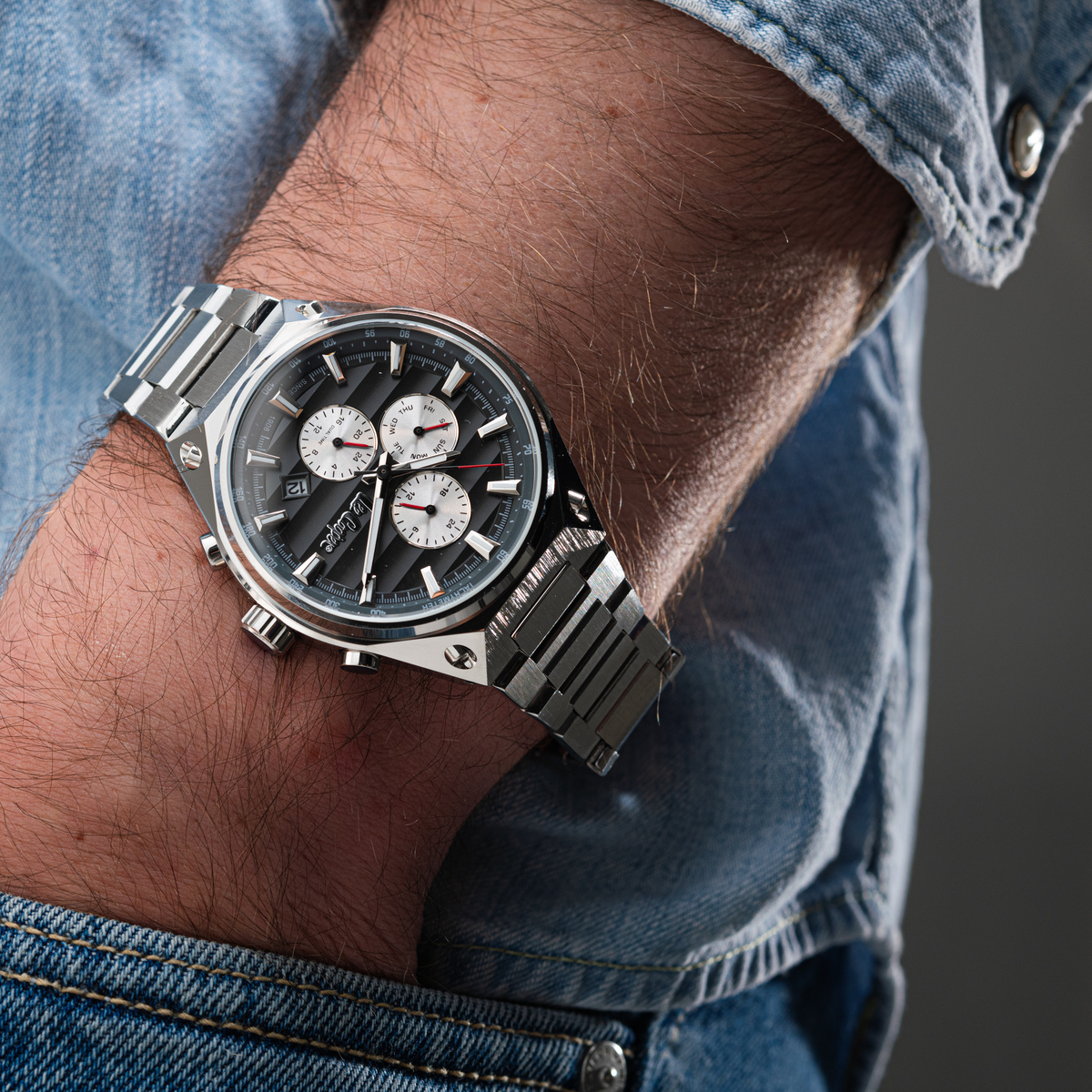 Чоловічий годинник Lee Cooper Ice Silver 1837 з чорним циферблатом — фото 7
