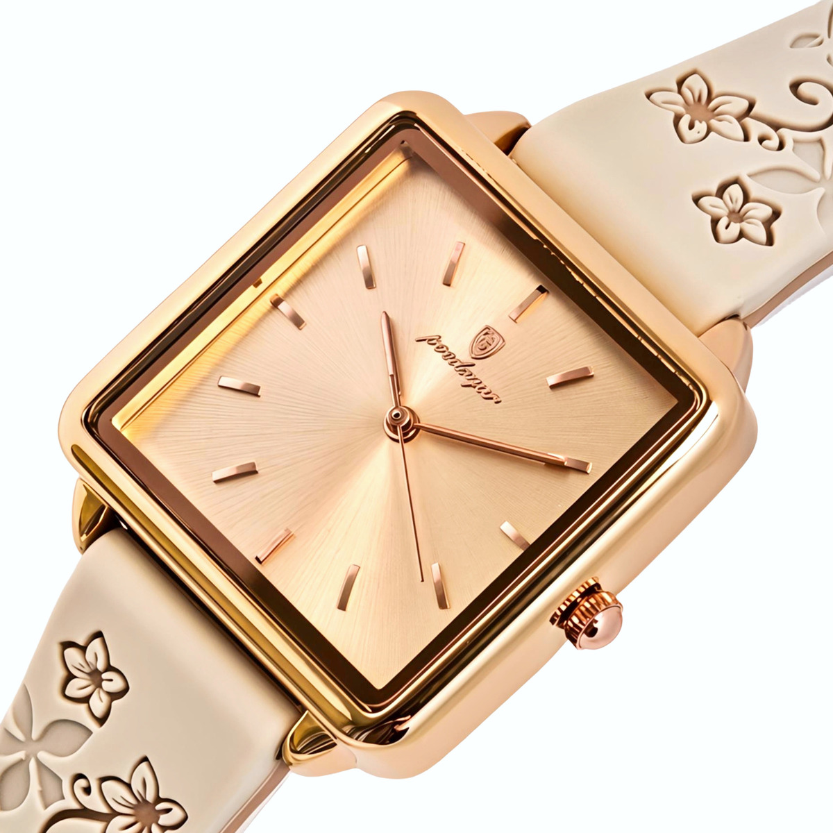Жіночий годинник Poedagar Annet Beige 2381 із золотистим браслетом і 2 ремінцями — фото 1