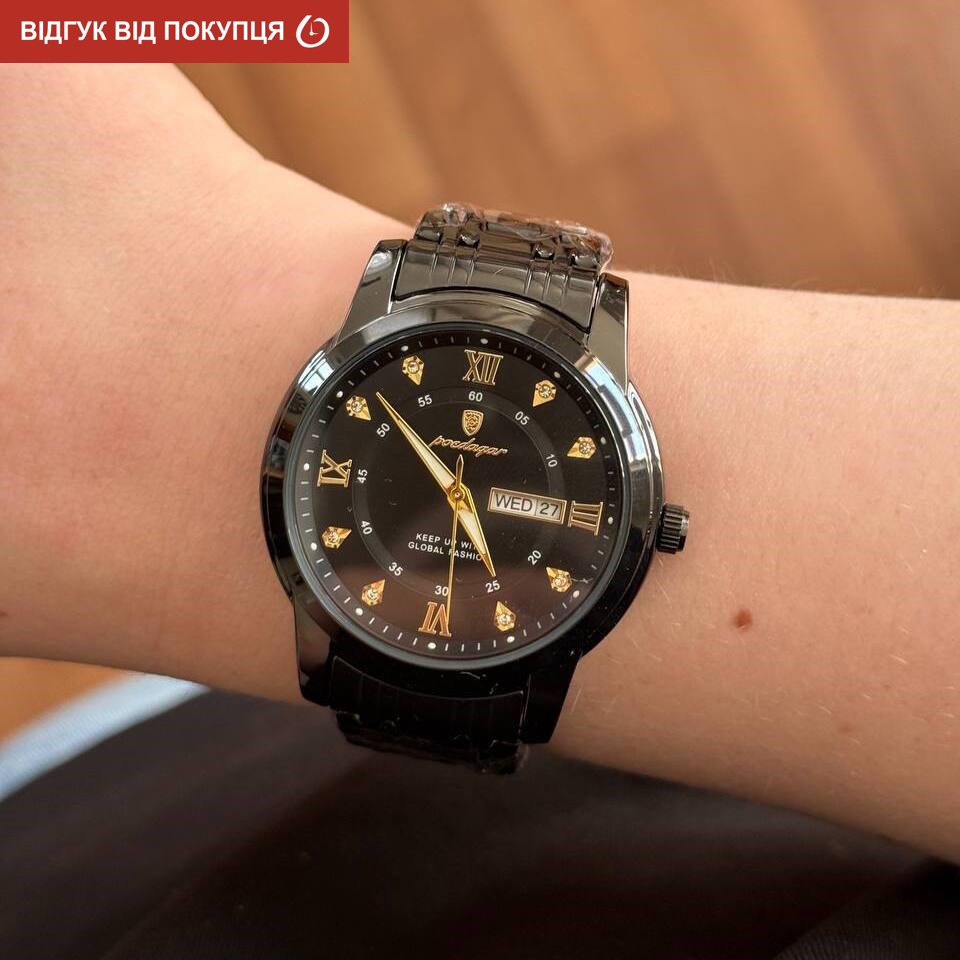Чоловічий годинник Poedagar Unique Men Black 2344 з чорним циферблатом — фото 9