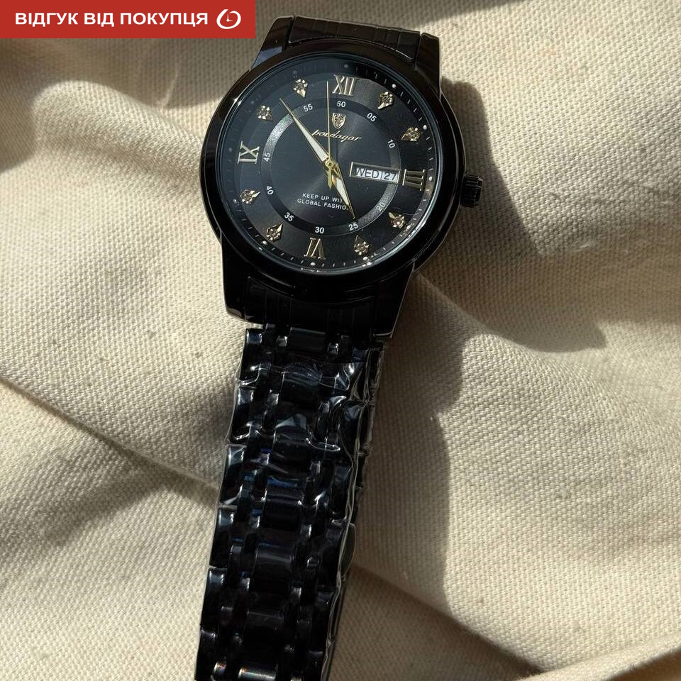 Чоловічий годинник Poedagar Unique Men Black 2344 з чорним циферблатом — фото 10
