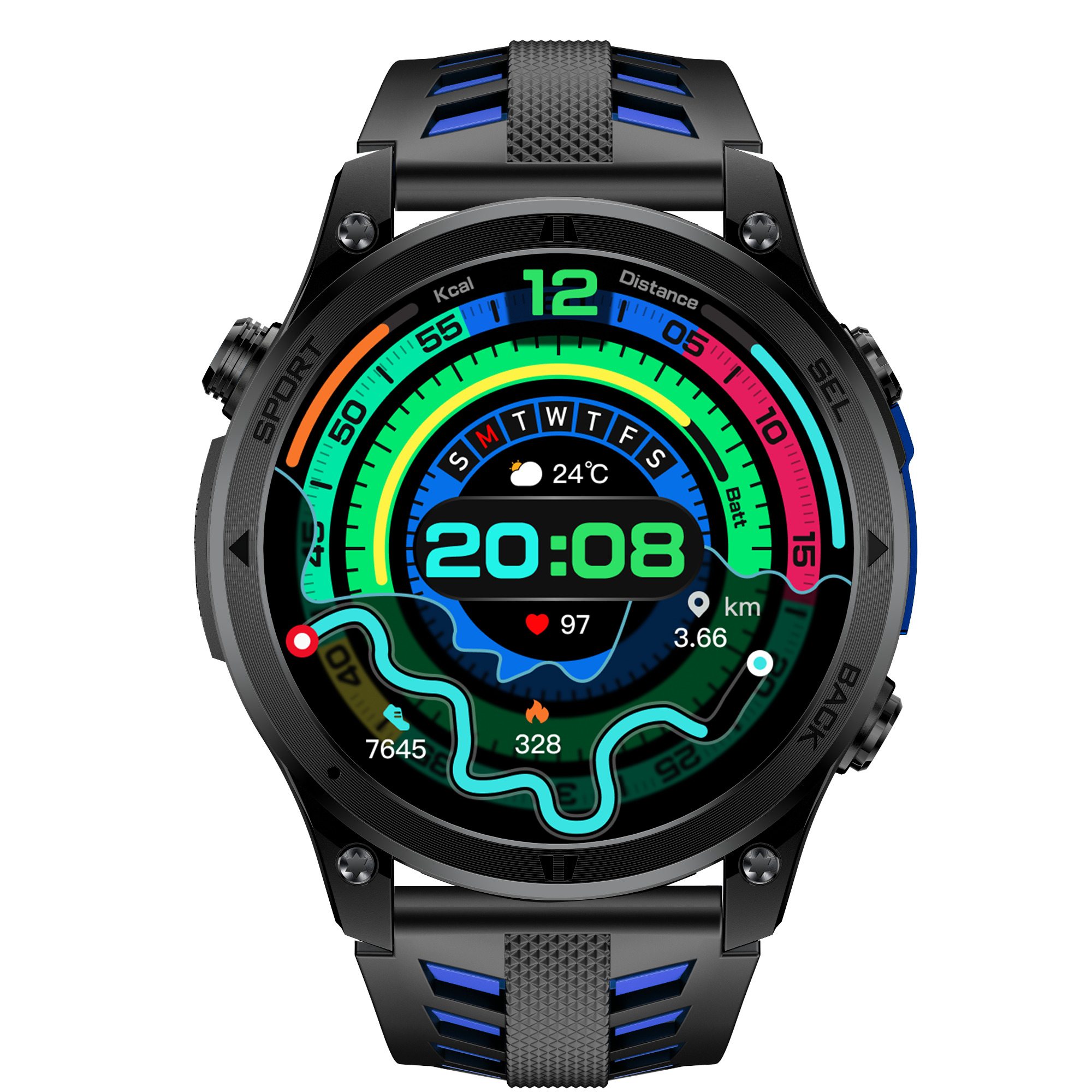 Розумний годинник UWatch Smart Optimus GPS Rubber з компасом і 2 ремінцями — фото 2