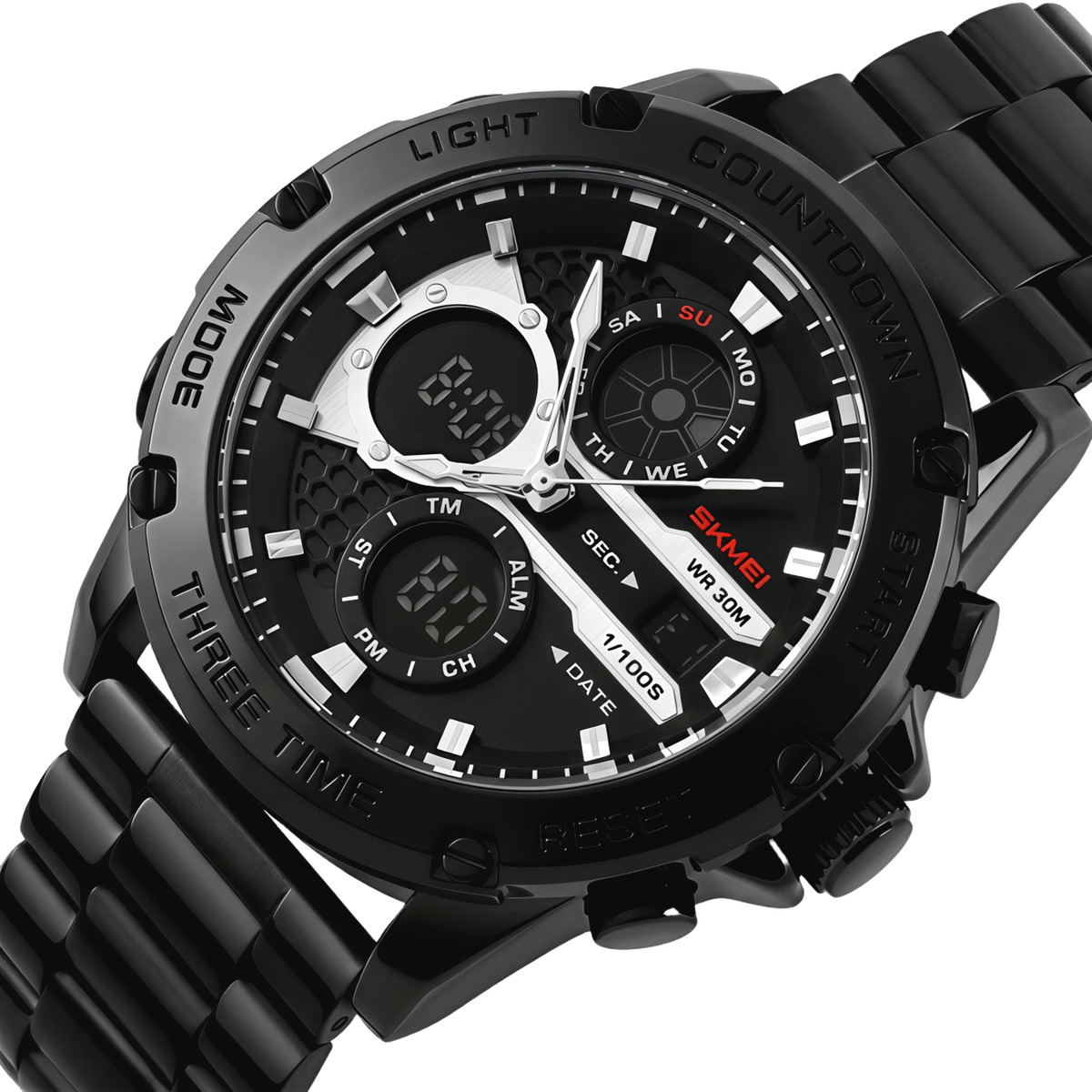 Чоловічий годинник Skmei 2332 Favourite Black Steel з 2 ремінцями — фото 1