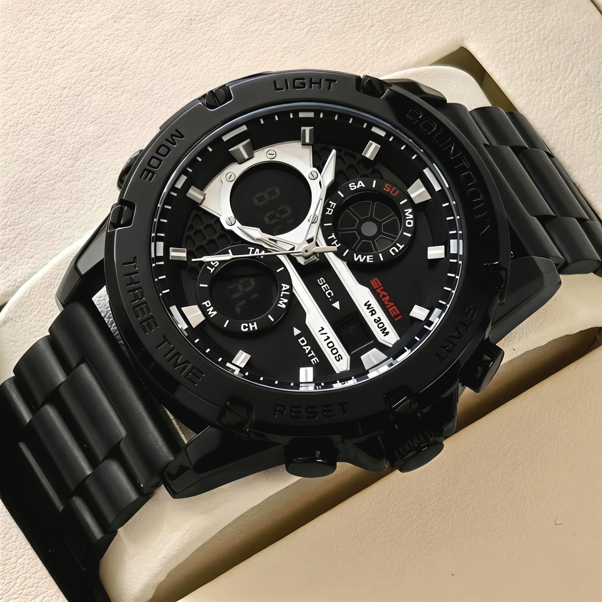 Чоловічий годинник Skmei 2332 Favourite Black Steel з 2 ремінцями — фото 2