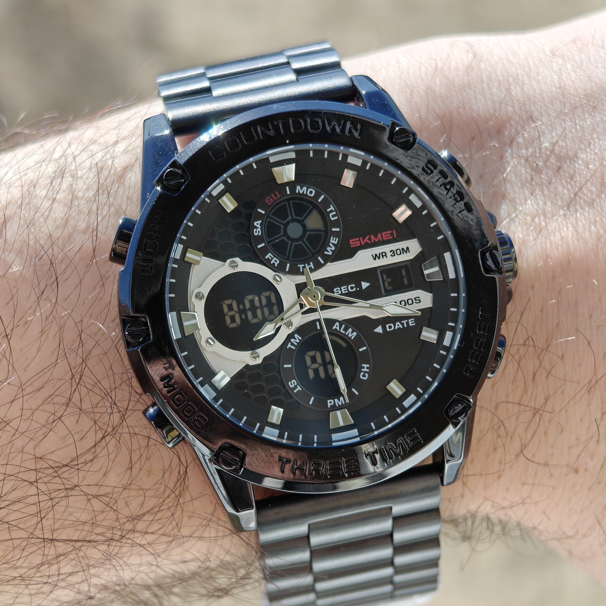 Чоловічий годинник Skmei 2332 Favourite Black Steel з 2 ремінцями — фото 5