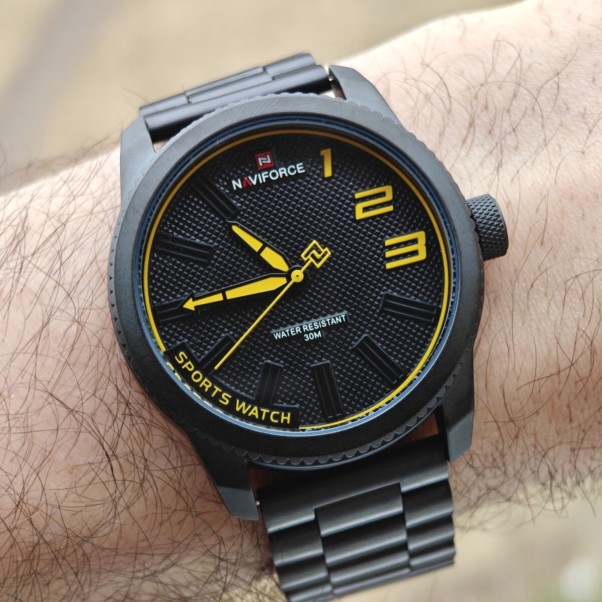 Чоловічий годинник Naviforce Kvantum Black Steel 2328, кварцовий, з 2 ремінцями — фото 7