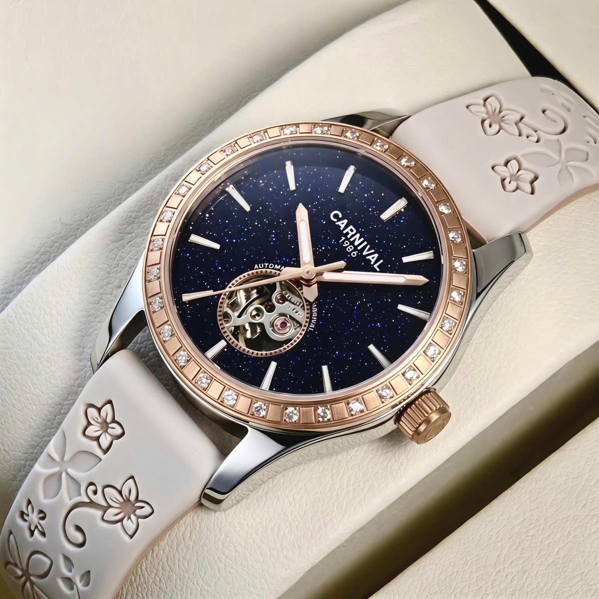 Жіночий годинник Carnival Lady Elite Beige Flower 2334 з 2 ремінцями — фото 2
