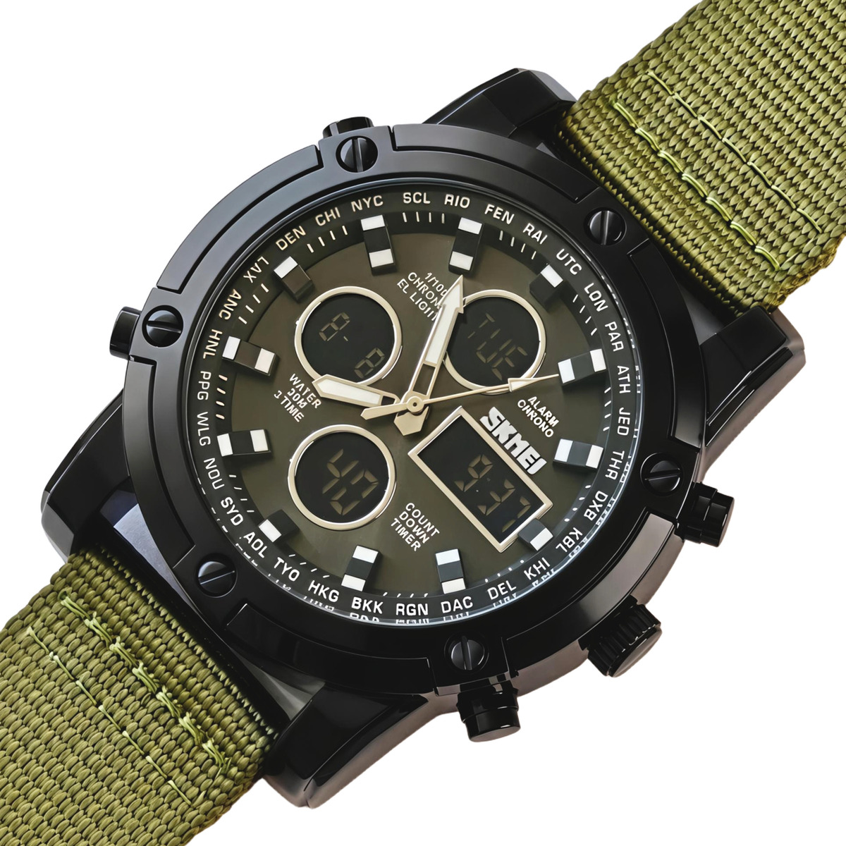 Чоловічий годинник Skmei Molot Green Stryker 2335 з двома ремінцями — фото 1