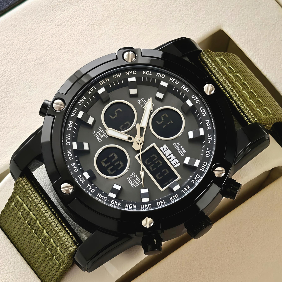 Чоловічий годинник Skmei Molot Green Stryker 2335 з двома ремінцями — фото 2