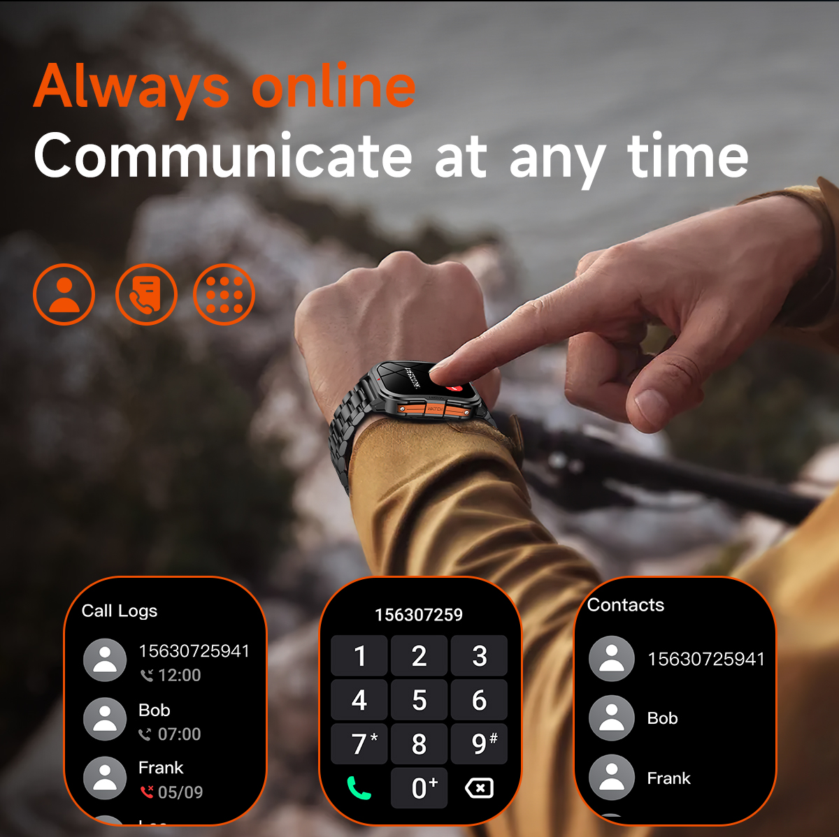 Смарт-годинник UWatch Smart Fantastic Nylon 2.01 IPS Retina, чорний, 2 ремінці — фото 5