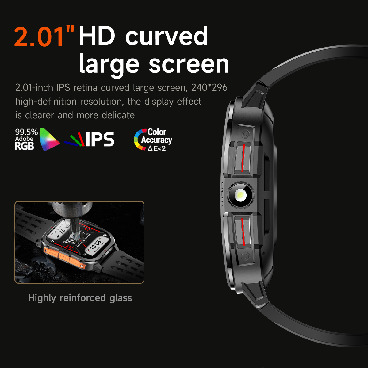 Смарт-годинник UWatch Smart Fantastic Nylon 2.01 IPS Retina, чорний, 2 ремінці — фото 7