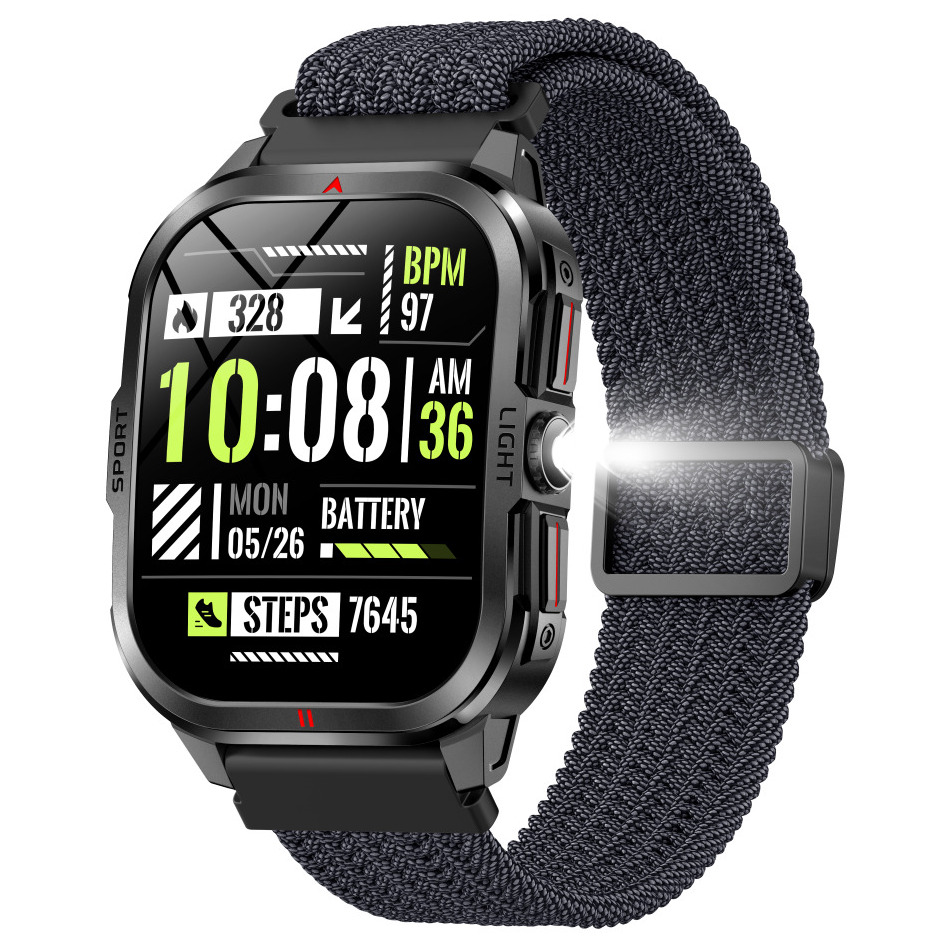 Смарт-годинник UWatch Smart Fantastic Nylon 2.01 IPS Retina, чорний, 2 ремінці — фото 8