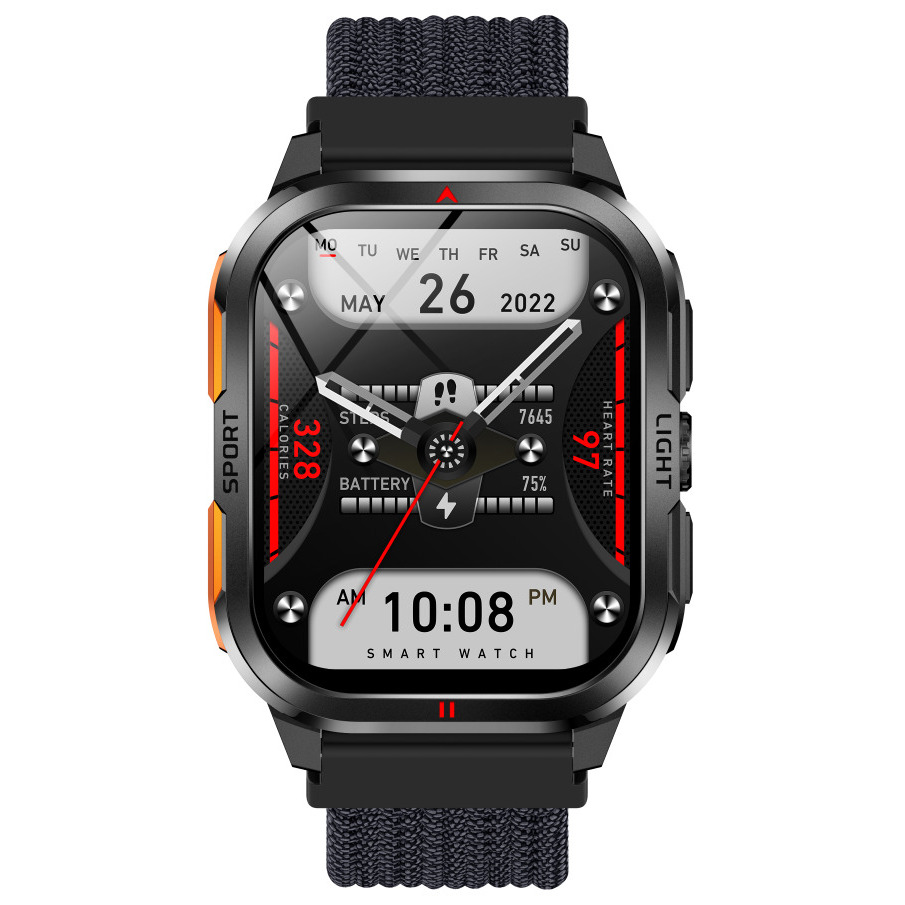 Смарт-годинник UWatch Smart Fantastic Nylon 2.01 IPS Retina, чорний, 2 ремінці — фото 9