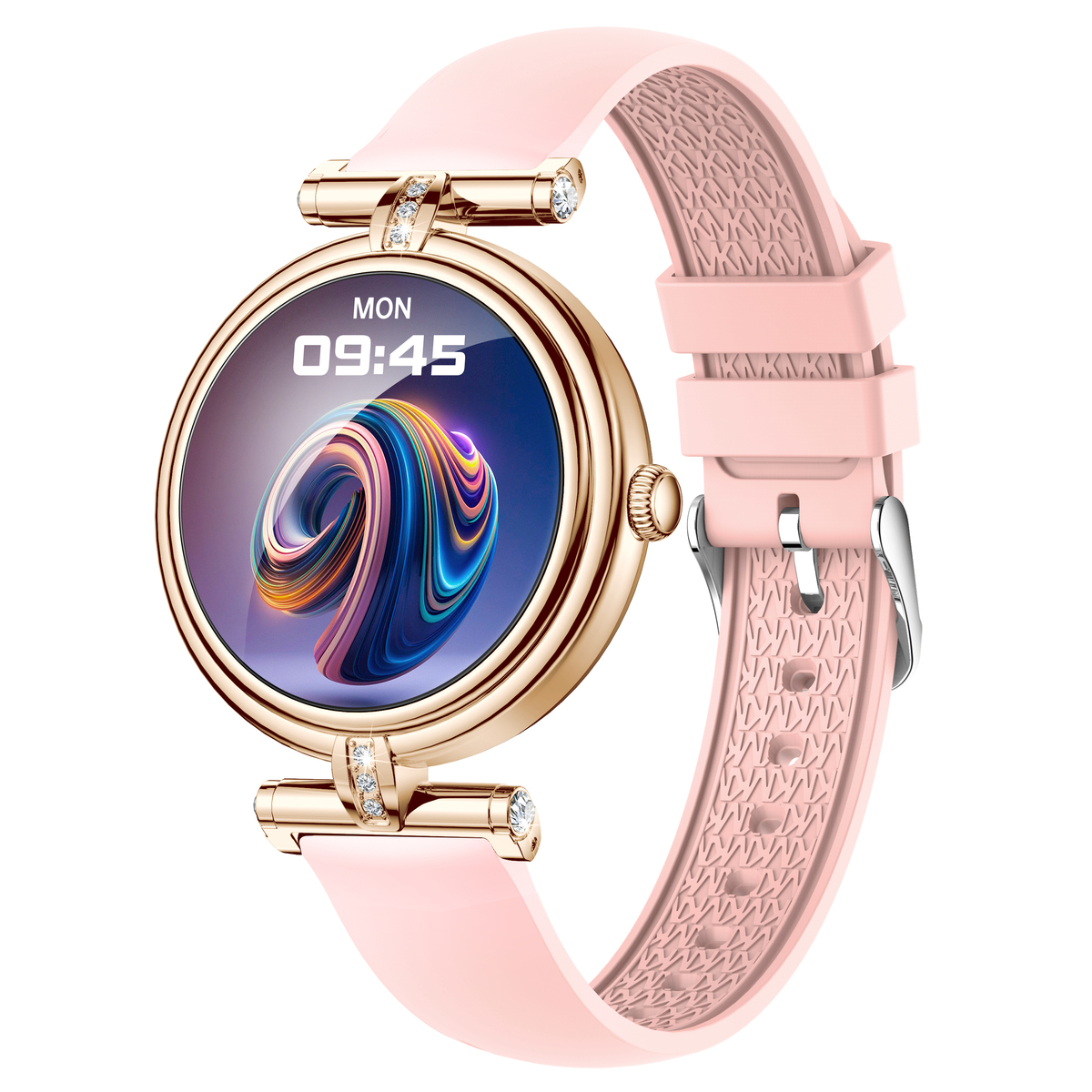 Смарт-годинник UWatch Smart Leila Rubber із 2 ремінцями, золотистий корпус, рожевий ремінець — фото 1