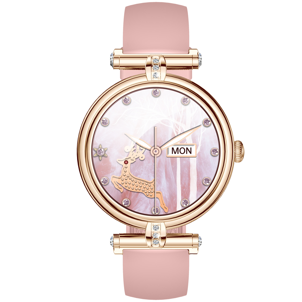 Смарт-годинник UWatch Smart Leila Rubber із 2 ремінцями, золотистий корпус, рожевий ремінець — фото 2