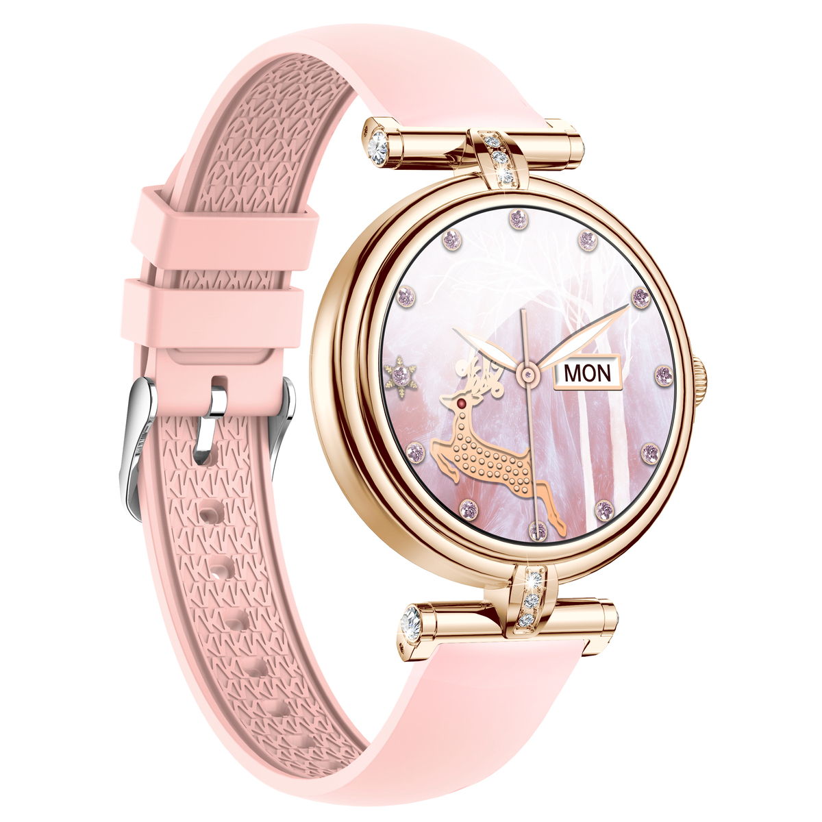 Смарт-годинник UWatch Smart Leila Rubber із 2 ремінцями, золотистий корпус, рожевий ремінець — фото 3