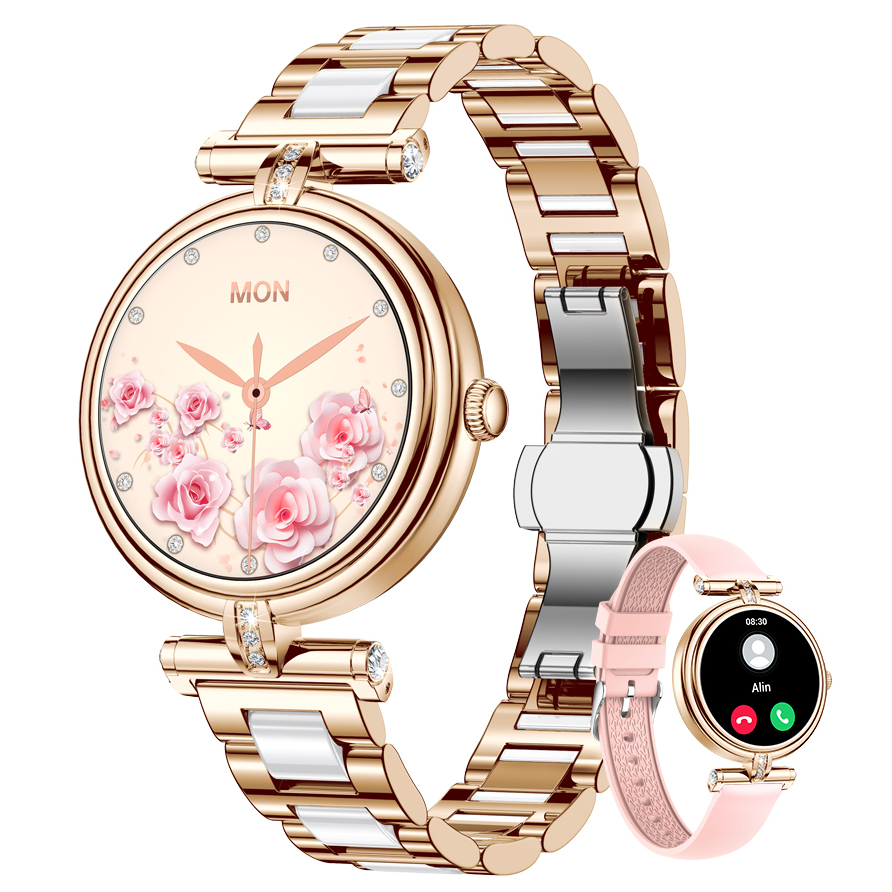 Смарт-годинник UWatch Smart Leila Steel золотистий, 1.09 IPS, 2 ремінці — фото 1