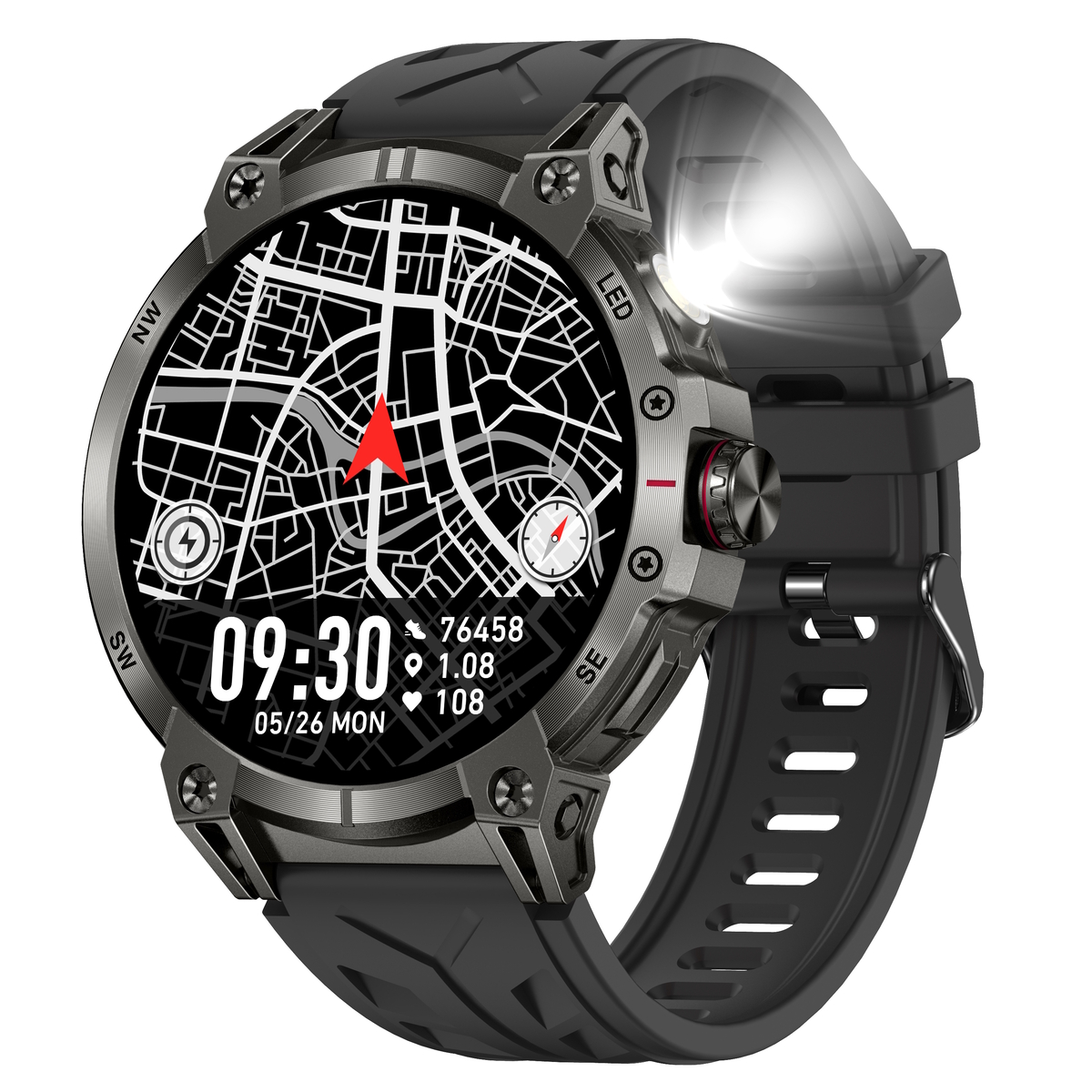Смарт-годинник UWatch Smart Stalker Max з компасом, чорний, 1.85″ — фото 1