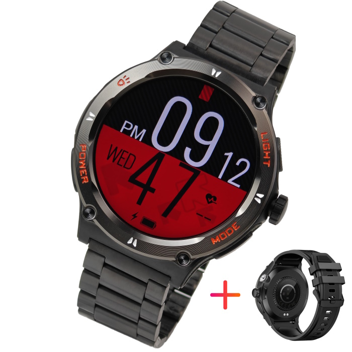 UWatch Smart Advanture Steel Black з компасом і 2 ремінцями — фото 10