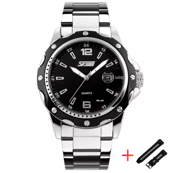 Чоловічий годинник Skmei Robby Elastic Black 2284 з датою та 2 ремінцями — фото 8