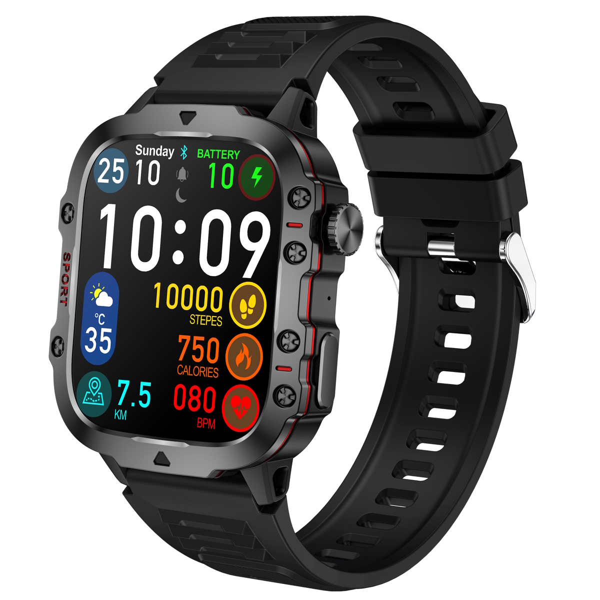 Смарт-годинник Lige Smart Expert Nano Rubber 1.96″, чорний, 2 ремінці — фото 1