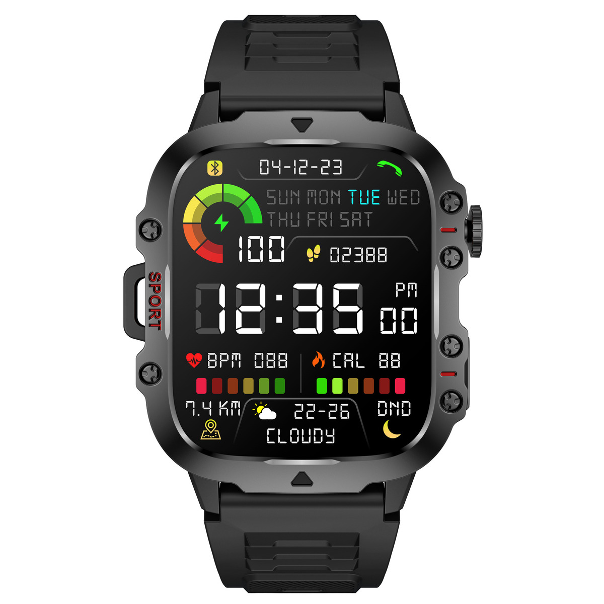 Смарт-годинник Lige Smart Expert Nano Rubber 1.96″, чорний, 2 ремінці — фото 10